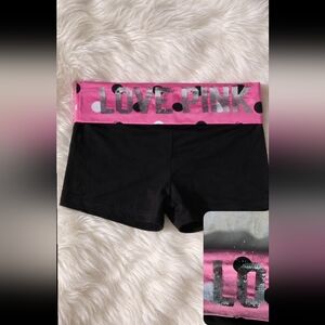 Rare Vintage 2000s Y2K VS PINK fold over bling yoga shorts Polka Dot Soft Girl